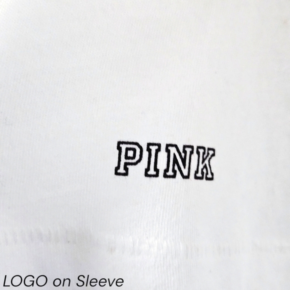PINK VICTORIA SECRET Women's New Oversized White Logo Tee Size Large - Picture 10 of 13